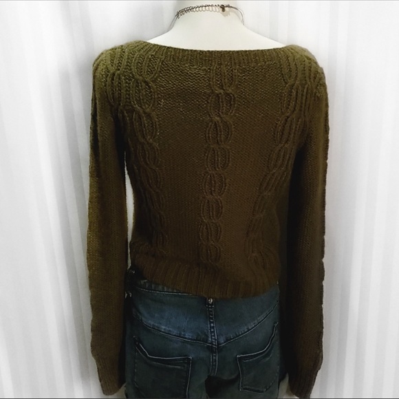 Guinevere green cropped alpaca / Marino wool sweater size XS Anthropology - Picture 4 of 10